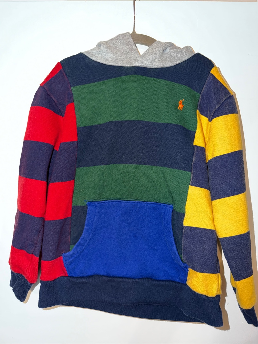 Vintage Youth Polo Ralph Lauren Hooded Striped Rugby Top Size 7